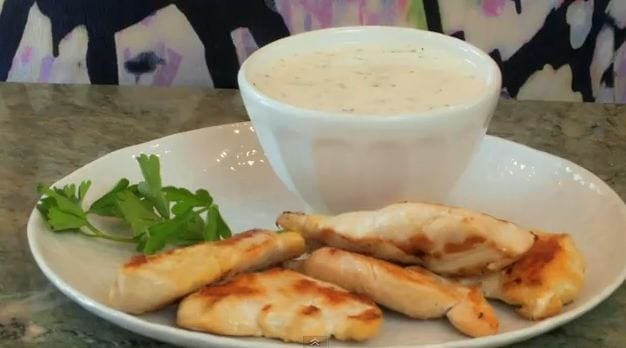 Grilled Chicken Strips with Homemade Ranch Dipping Sauce